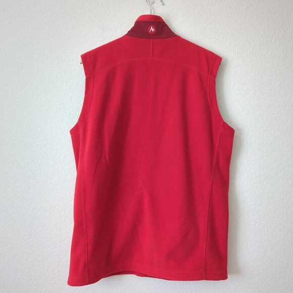 Marmot Polartec Red Full Zip Fleece Vest Mens Size Large Microfleece Warm Layer - Picture 2 of 9